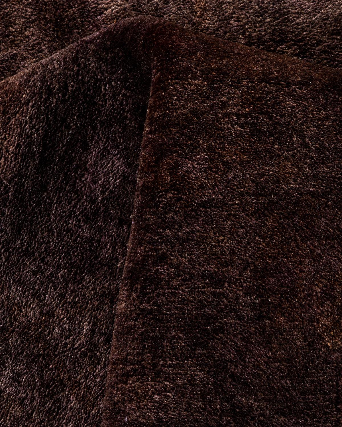 Contemporary Overdyed Hand Knotted Wool Brown Area Rug im Angebot 1