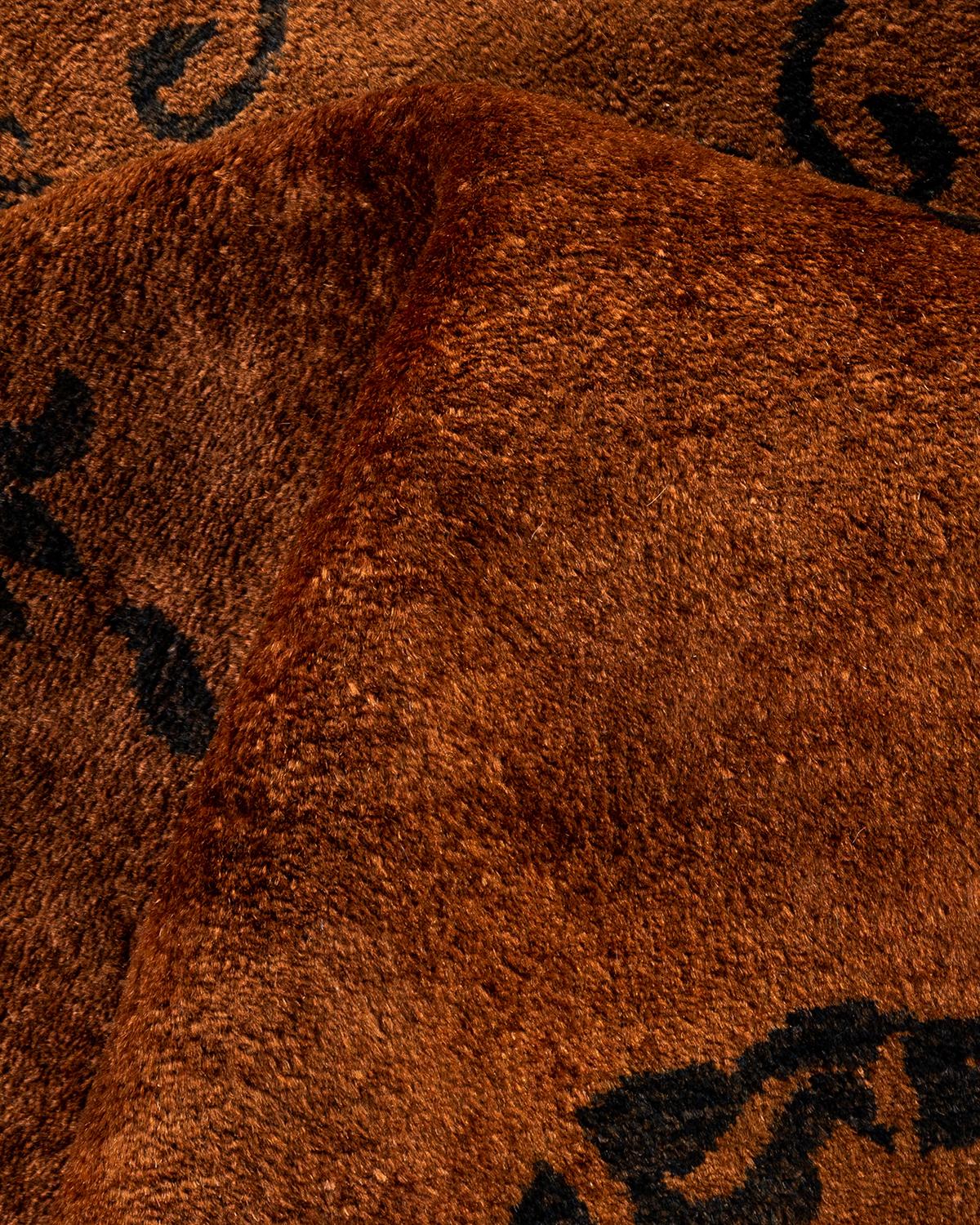 Tapis de sol contemporain en laine surteinte nouée à la main Brown en vente 1