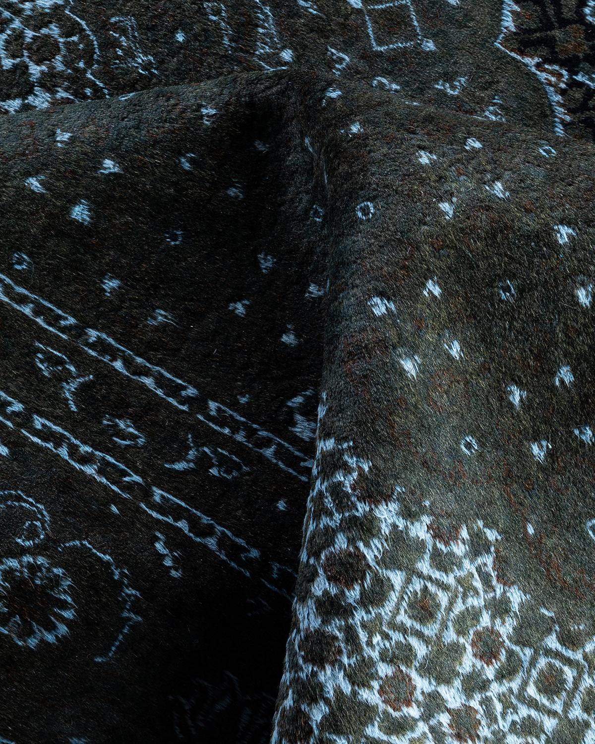 Tapis de sol contemporain en laine surteinte nouée à la main Brown en vente 1