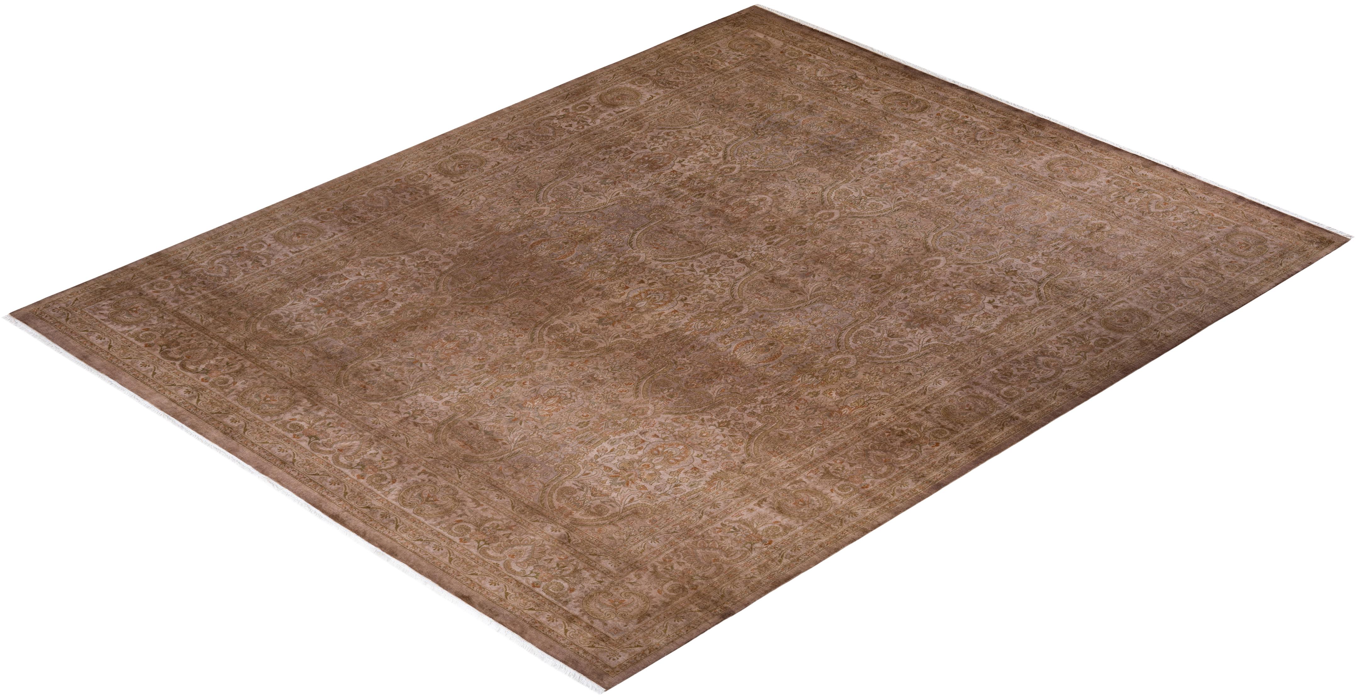 Contemporary Overdyed Hand Knotted Wool Brown Area Rug im Angebot 2