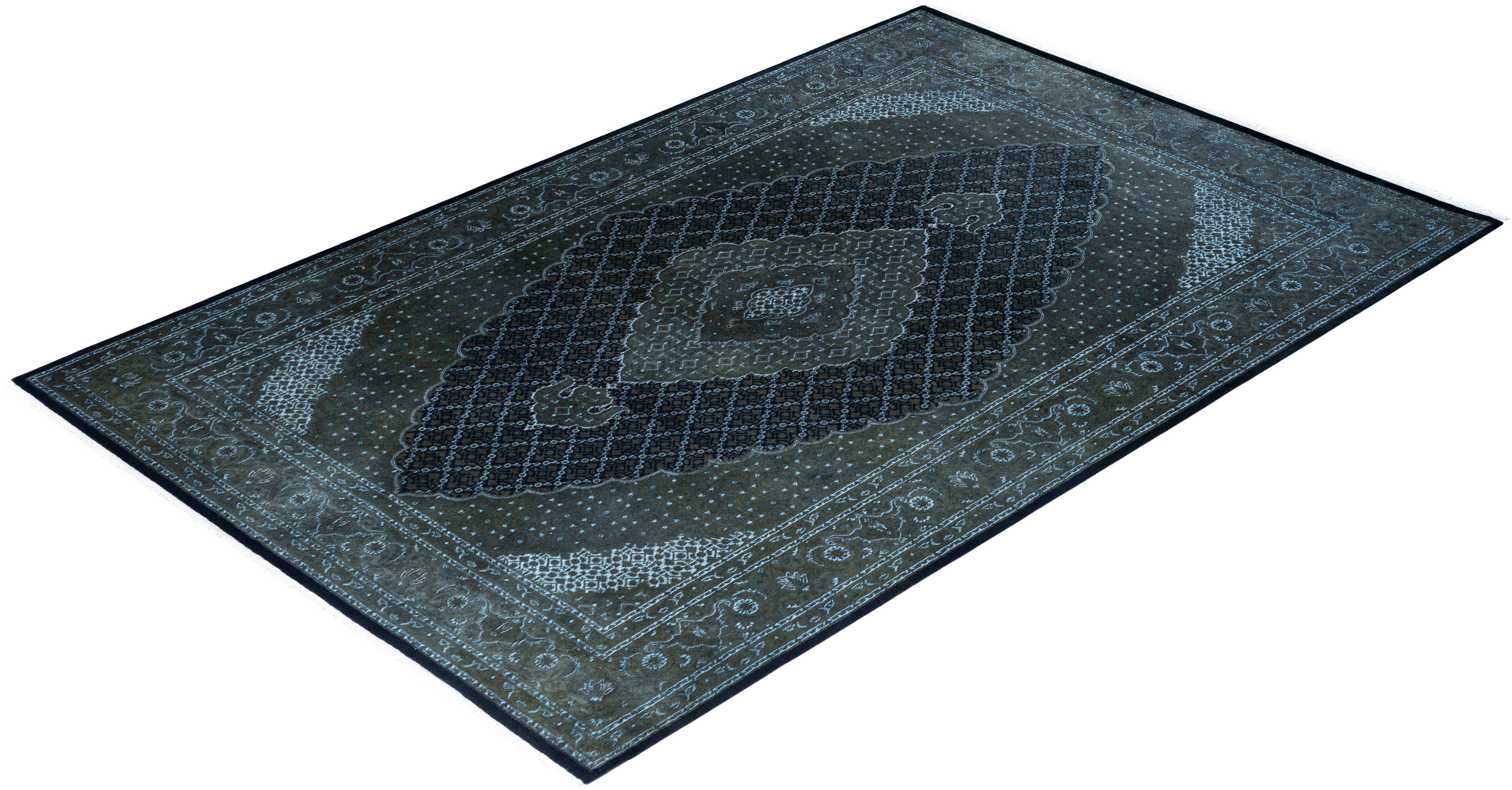 Tapis de sol contemporain en laine surteinte nouée à la main Brown en vente 2