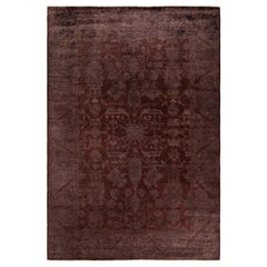 Contemporary Overdyed Hand Knotted Wool Brown Area Rug