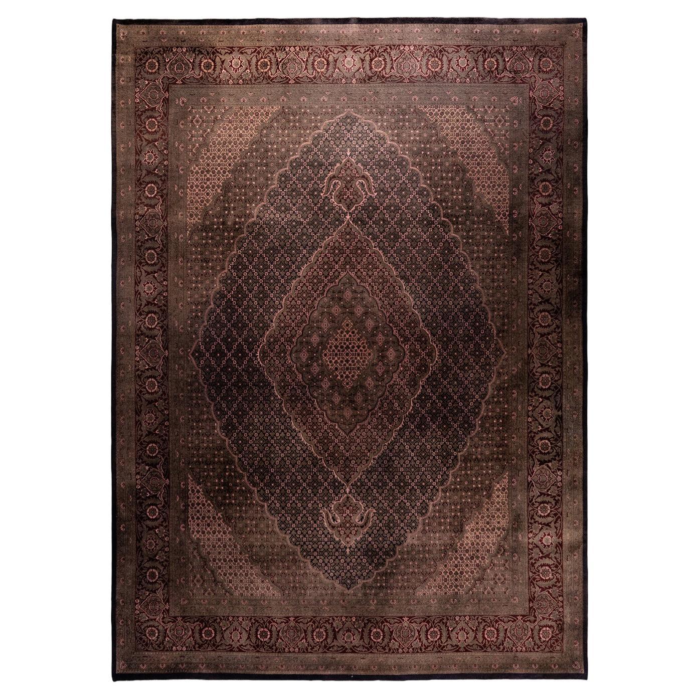 Contemporary Overdyed Hand Knotted Wool Brown Area Rug For Sale