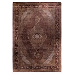 Contemporary Overdyed Hand Knotted Wool Brown Area Rug
