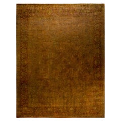 Tapis de sol contemporain en laine surteinte nouée à la main Brown