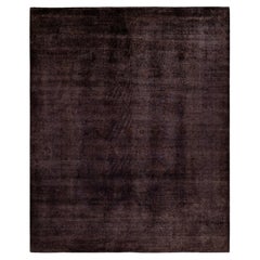Contemporary Overdyed Hand Knotted Wool Brown Area Rug 