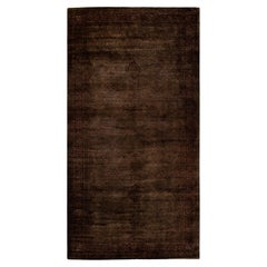 Contemporary Overdyed Hand Knotted Wool Brown Area Rug