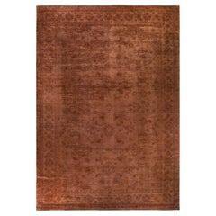 Contemporary Overdyed Hand Knotted Wool Brown Area Rug