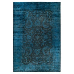 Contemporary Overdyed Hand Knotted Wool Brown Area Rug