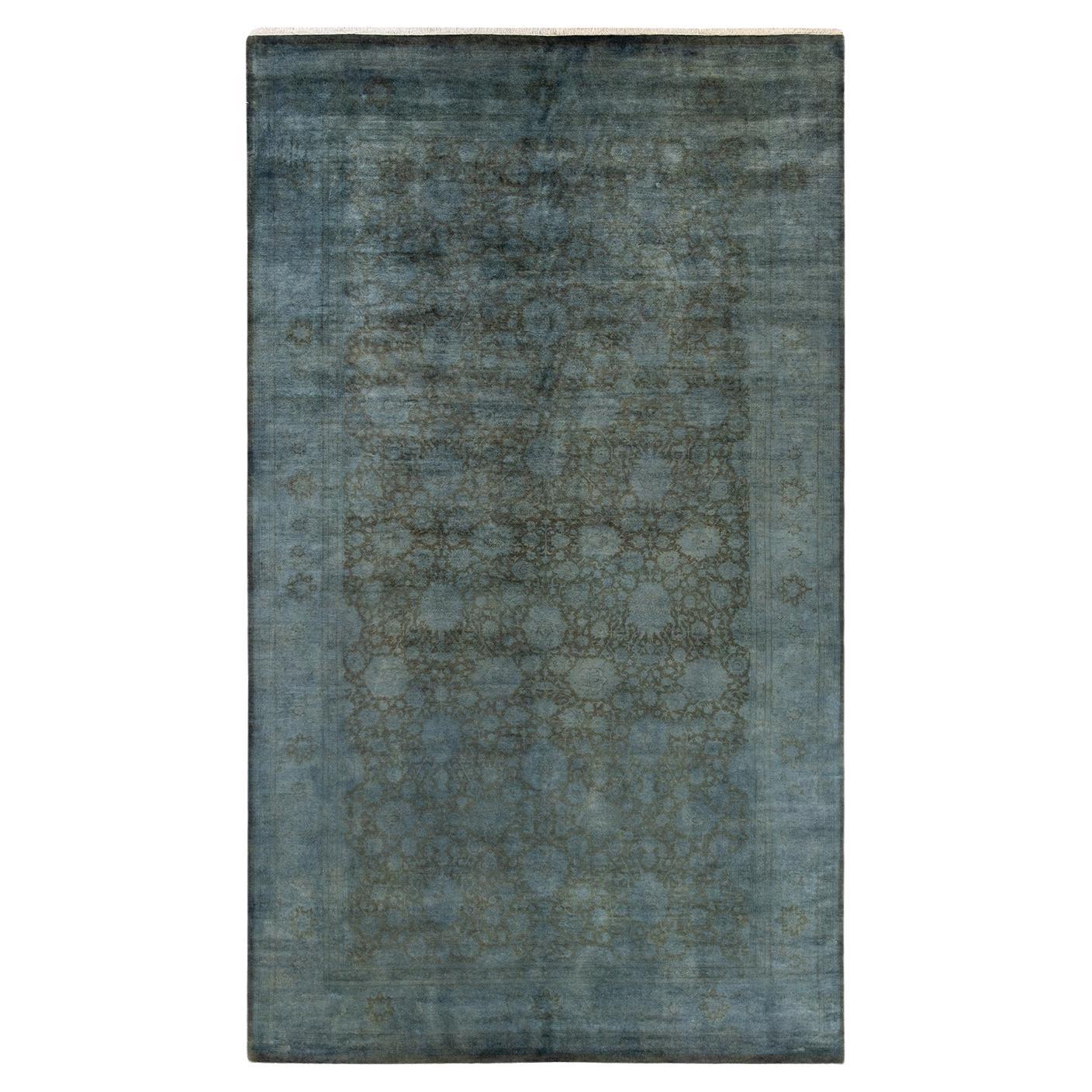 Alfombra de lana teñida a mano marrón contemporánea