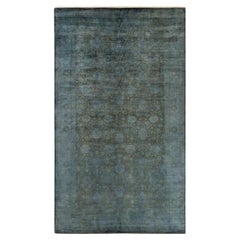 Tapis de sol contemporain en laine surteinte nouée à la main Brown