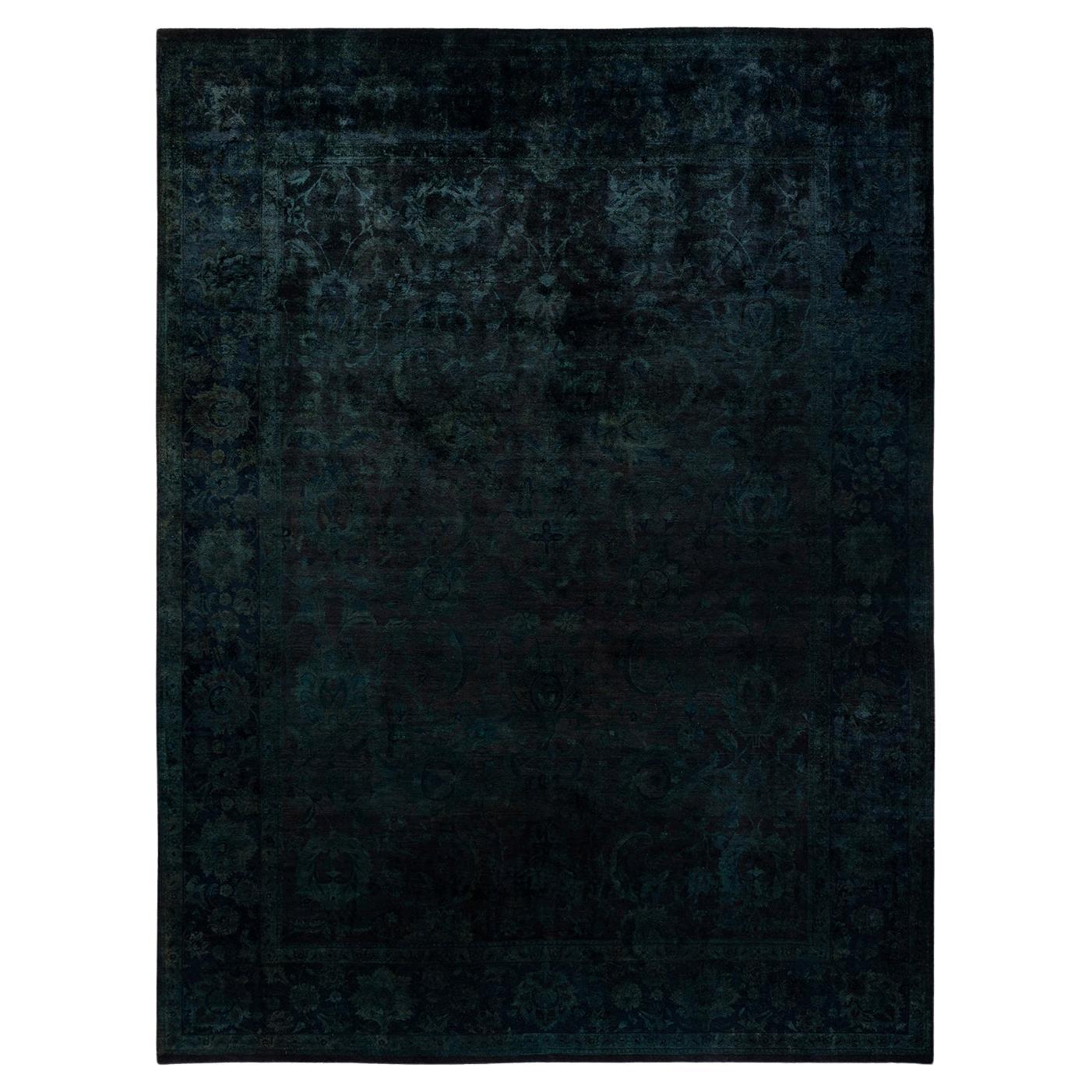 Tapis de sol contemporain en laine surteinte nouée à la main Brown