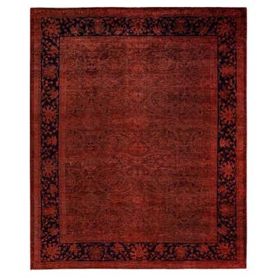 Contemporary Fine Vibrance Hand Knotted Wool Rust Area Rug For Sale at ...