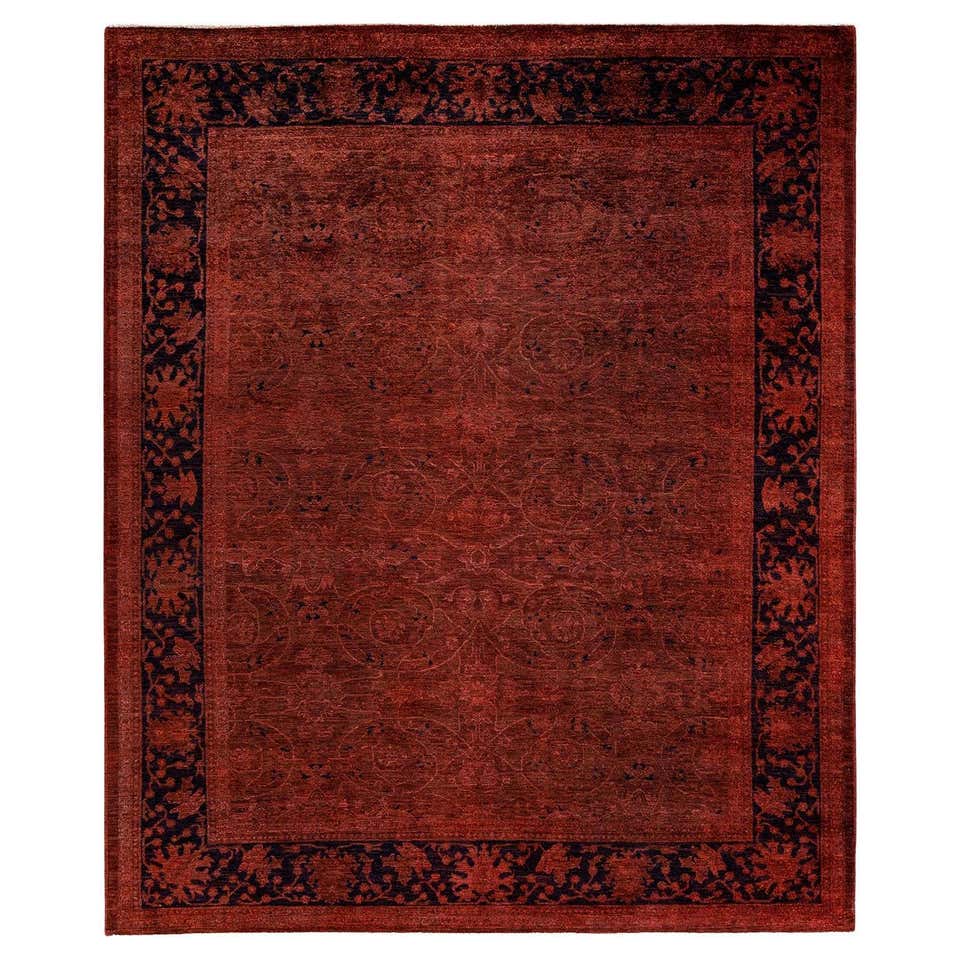 Contemporary Fine Vibrance Hand Knotted Wool Rust Area Rug For Sale at ...
