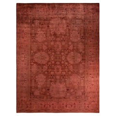 Contemporary Overdyed Hand Knotted Wool Brown Area Rug