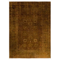 Contemporary Overdyed Hand Knotted Wool Brown Area Rug