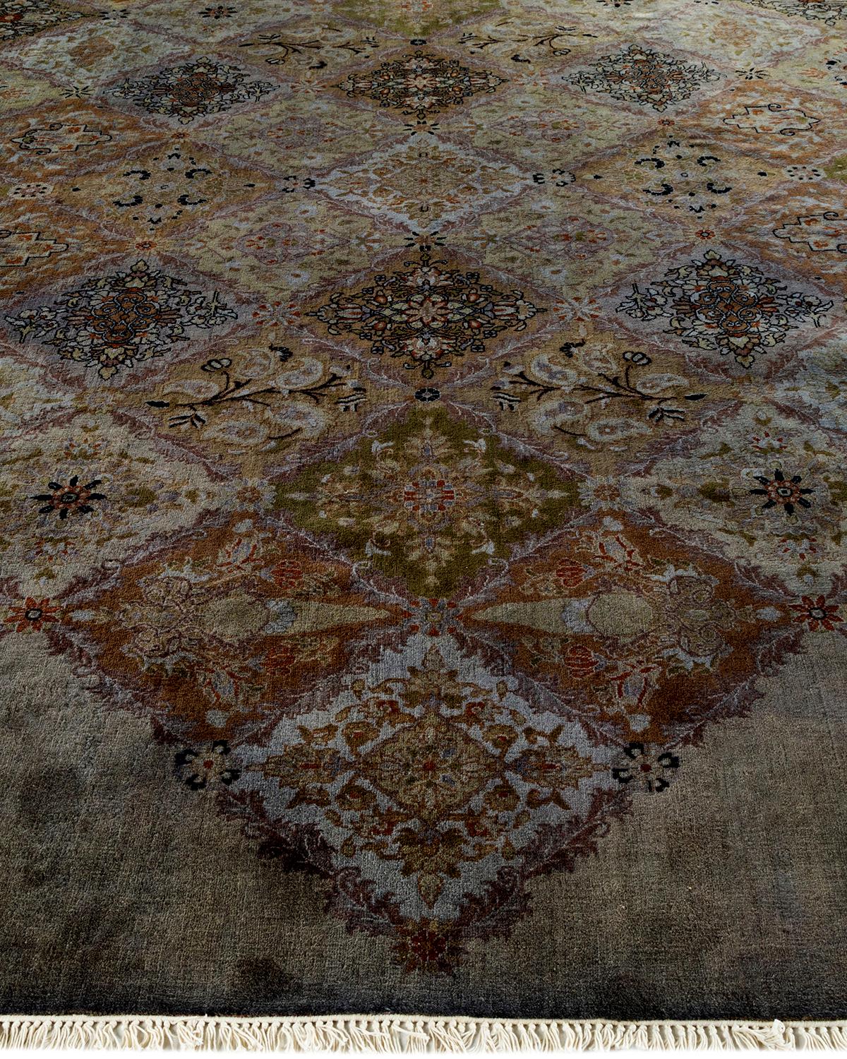 Contemporary Overdyed Hand Knotted Wool Brown Octagon Area Rug In New Condition For Sale In Norwalk, CT