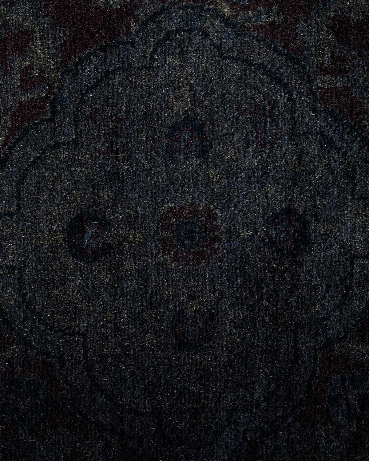 Contemporary Overdyed Hand Knotted Wool Brown Round Area Rug 6' 1