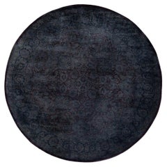 Contemporary Overdyed Hand Knotsted Wool Brown Round Area Rug 6' 1" x 6' 1"