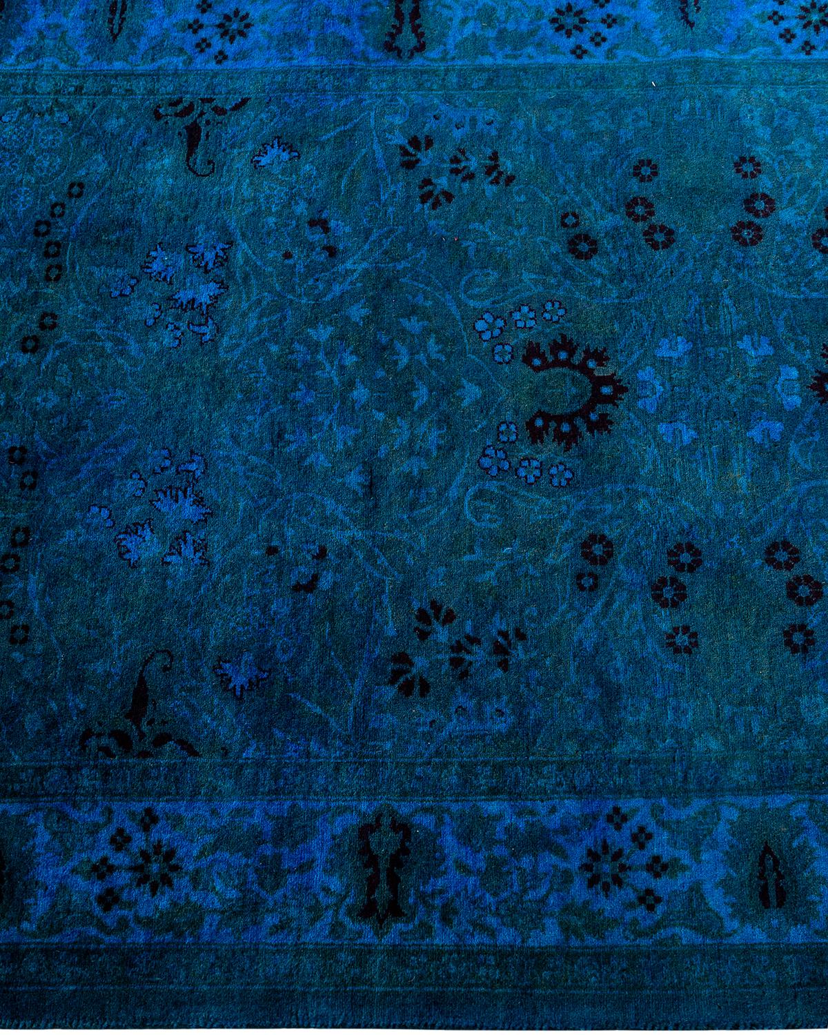 Contemporary Overdyed Hand Knotted Wool Brown Runner 3' 2