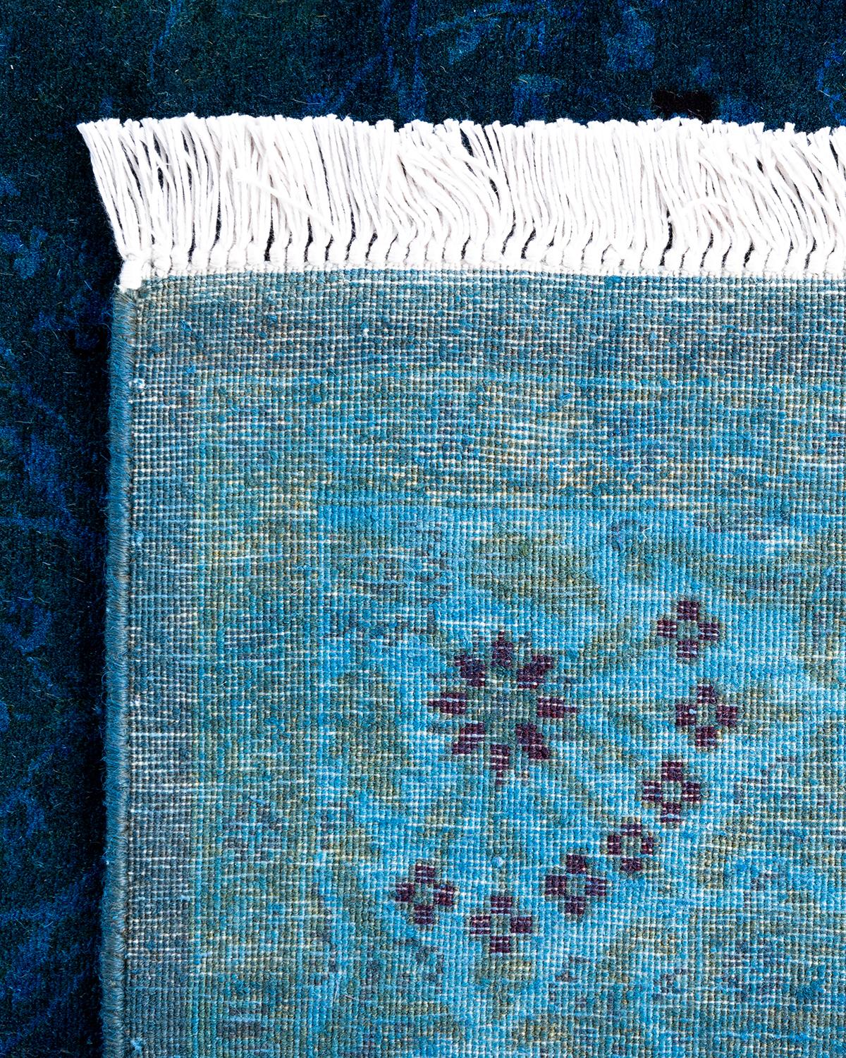 Contemporary Overdyed Hand Knotted Wool Brown Runner 3' 2