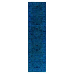 Tapis de course contemporain en laine surteinte nouée à la main Brown 3' 2" x 12' 2"