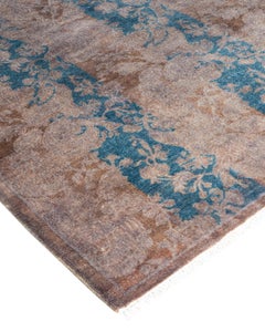 Contemporary Overdyed Hand Knotted Wool Brown Runner