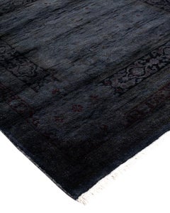 Contemporary Overdyed Hand Knotted Wool Brown Runner