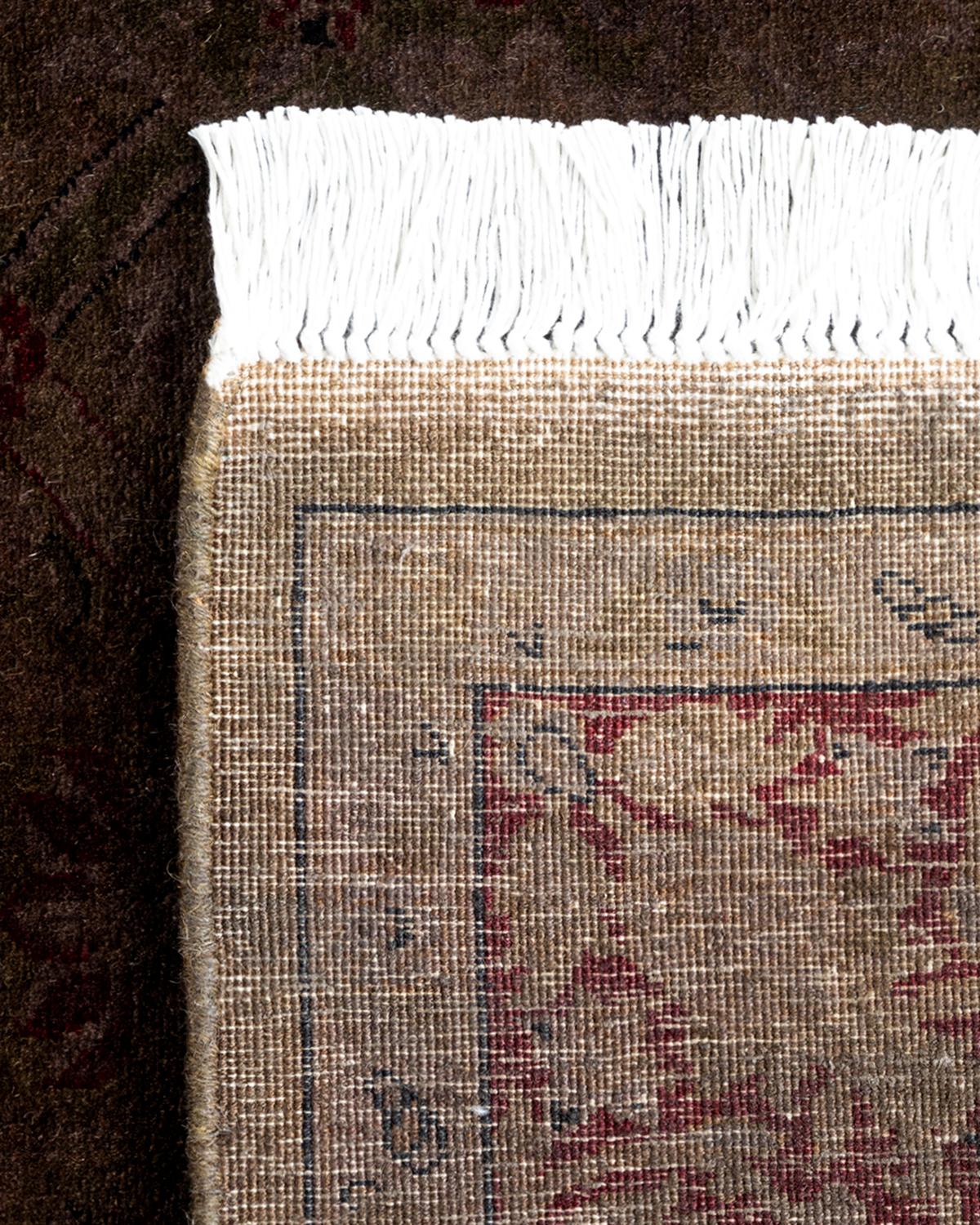 XXIe siècle et contemporain Chemin de table contemporain en laine surteinte nouée à la main Brown en vente