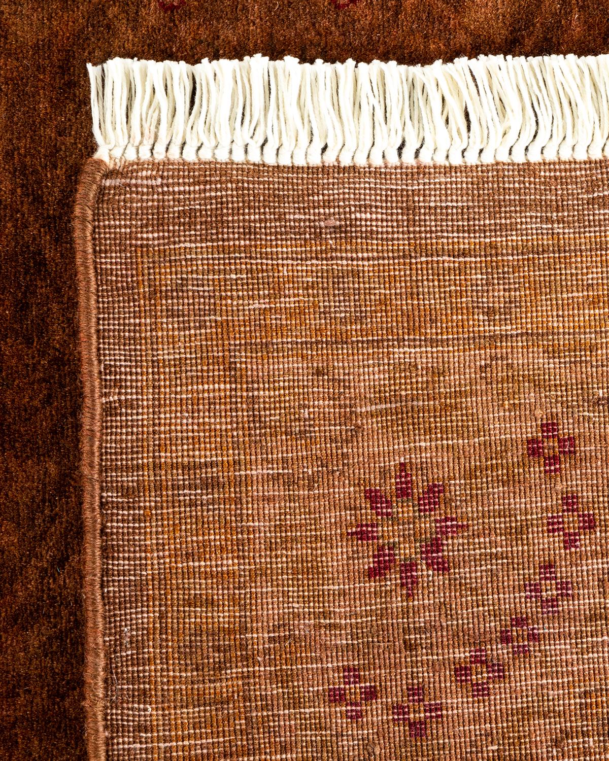 Contemporary Overdyed Hand Knotted Wool Brown Läufer (21. Jahrhundert und zeitgenössisch) im Angebot