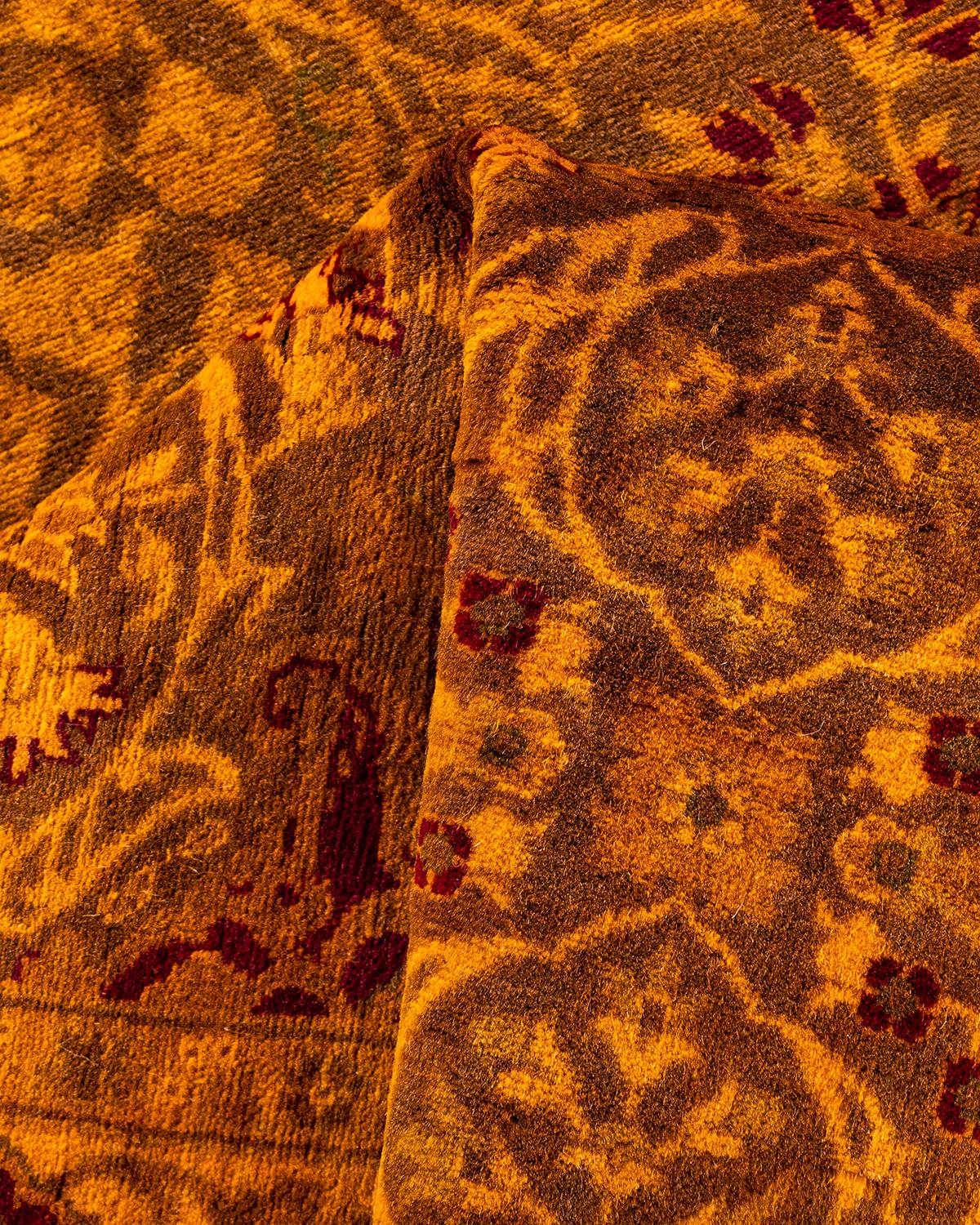 Contemporary Overdyed Hand Knotted Wool Brown Läufer im Angebot 1