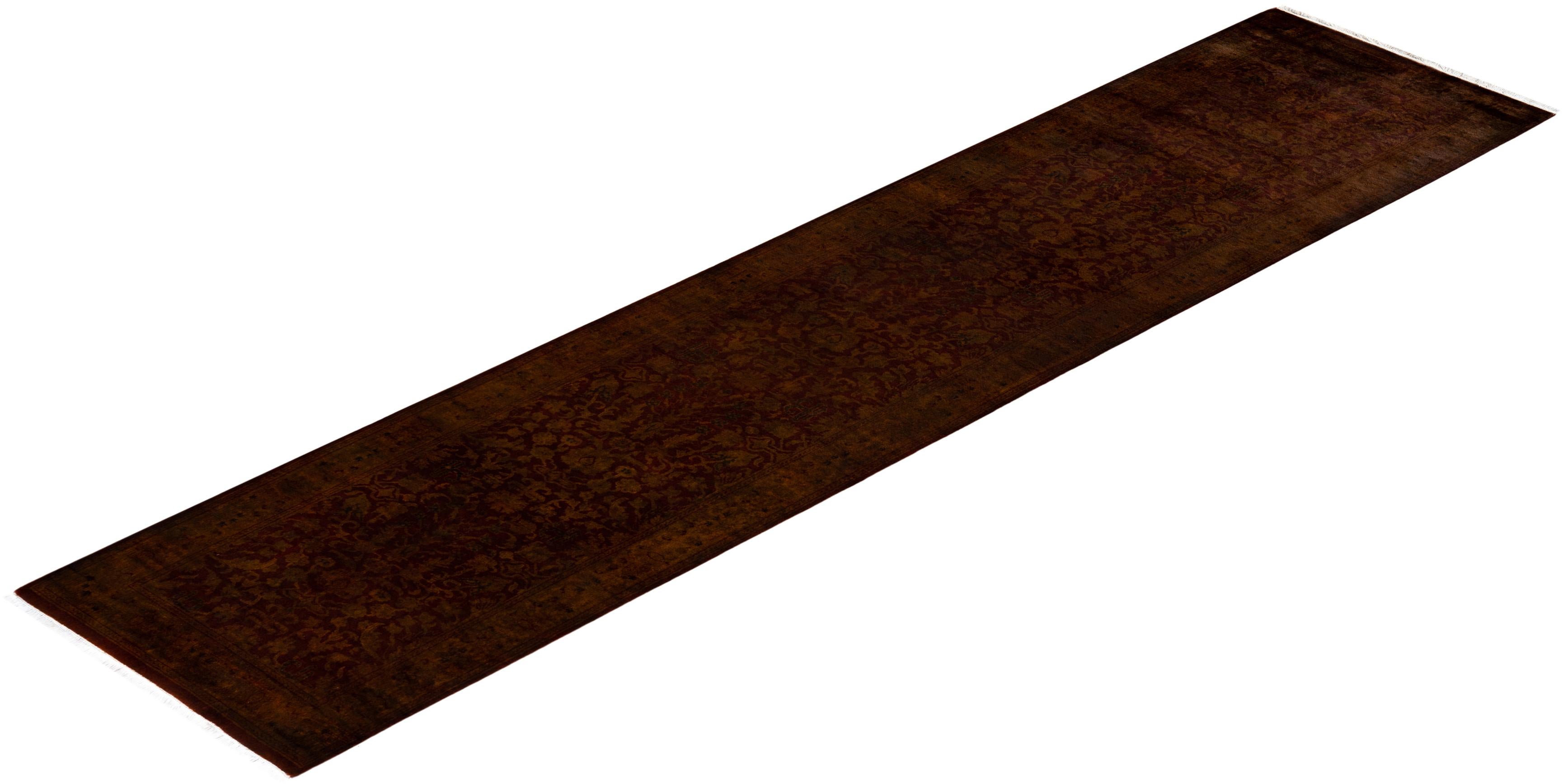 Chemin de table contemporain en laine surteinte nouée à la main Brown en vente 2