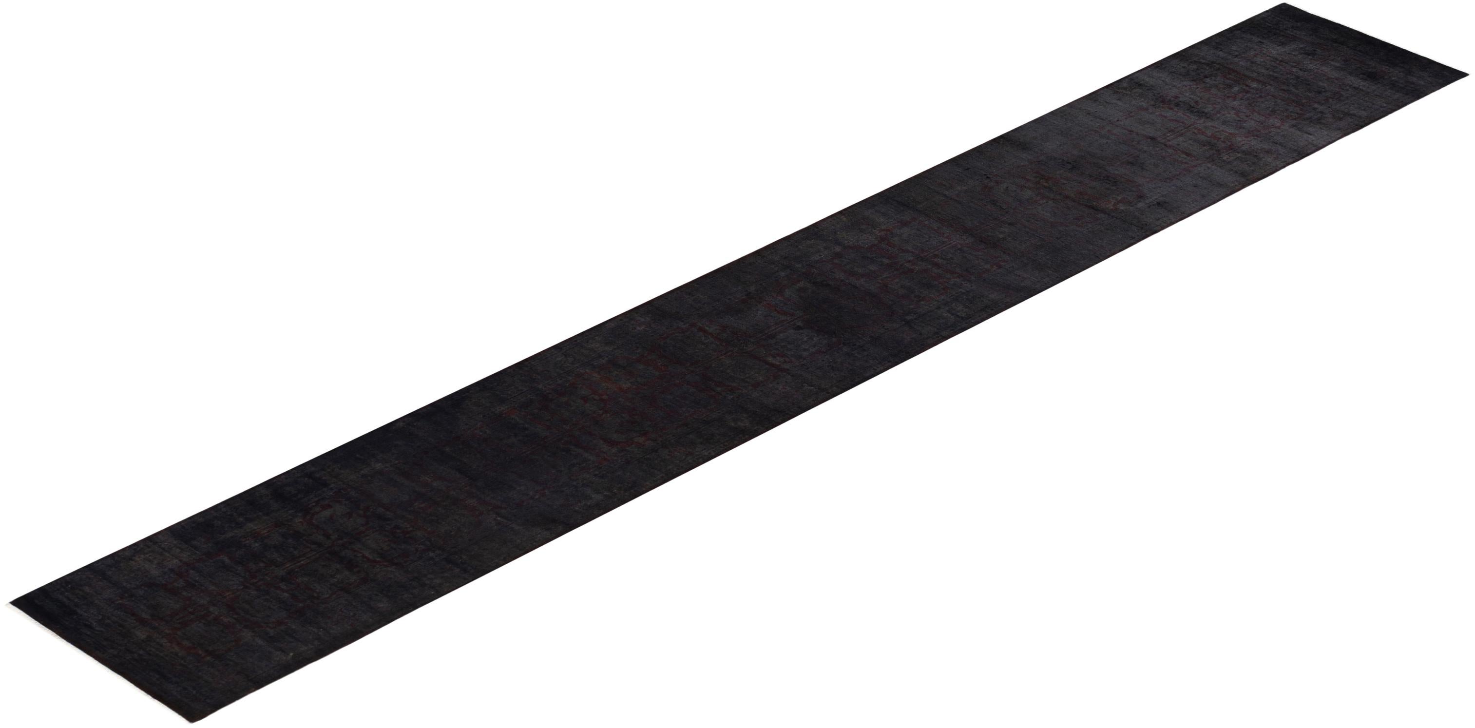 Contemporary Overdyed Hand Knotted Wool Brown Läufer im Angebot 2