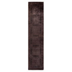 Contemporary Overdyed Hand Knotted Wool Brown Runner