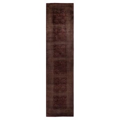 Contemporary Overdyed Hand Knotted Wool Brown Runner