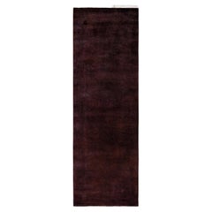 Contemporary Overdyed Hand Knotted Wool Brown Runner