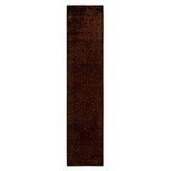 Chemin de table contemporain en laine surteinte nouée à la main Brown