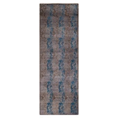 Contemporary Overdyed Hand Knotted Wool Brown Runner