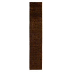 Chemin de table contemporain en laine surteinte nouée à la main Brown