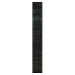 Contemporary Overdyed Hand Knotted Wool Brown Runner