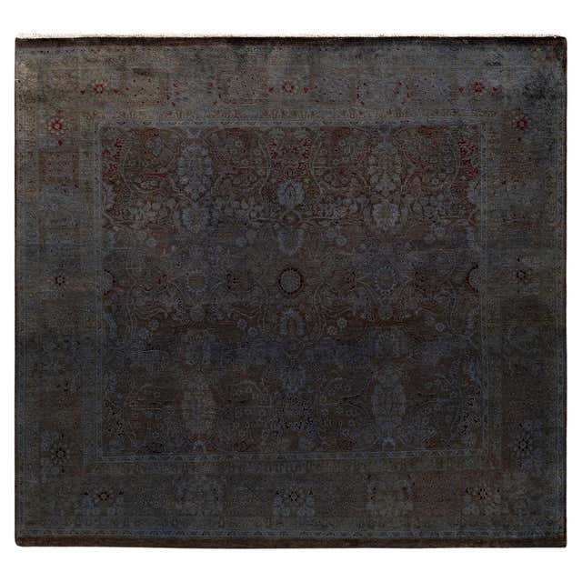 Contemporary Overdyed Hand Knotted Wool Brown Square Area Rug For Sale ...