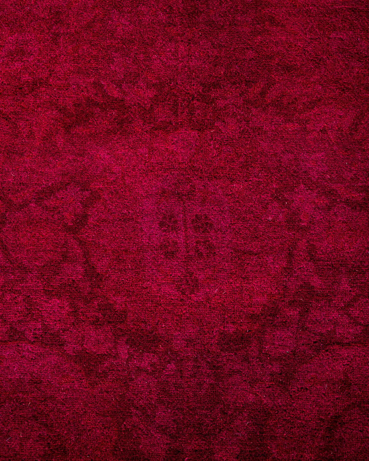 Pakistani Contemporary Overdyed Hand Knotted Wool Burgundy Area Rug For Sale
