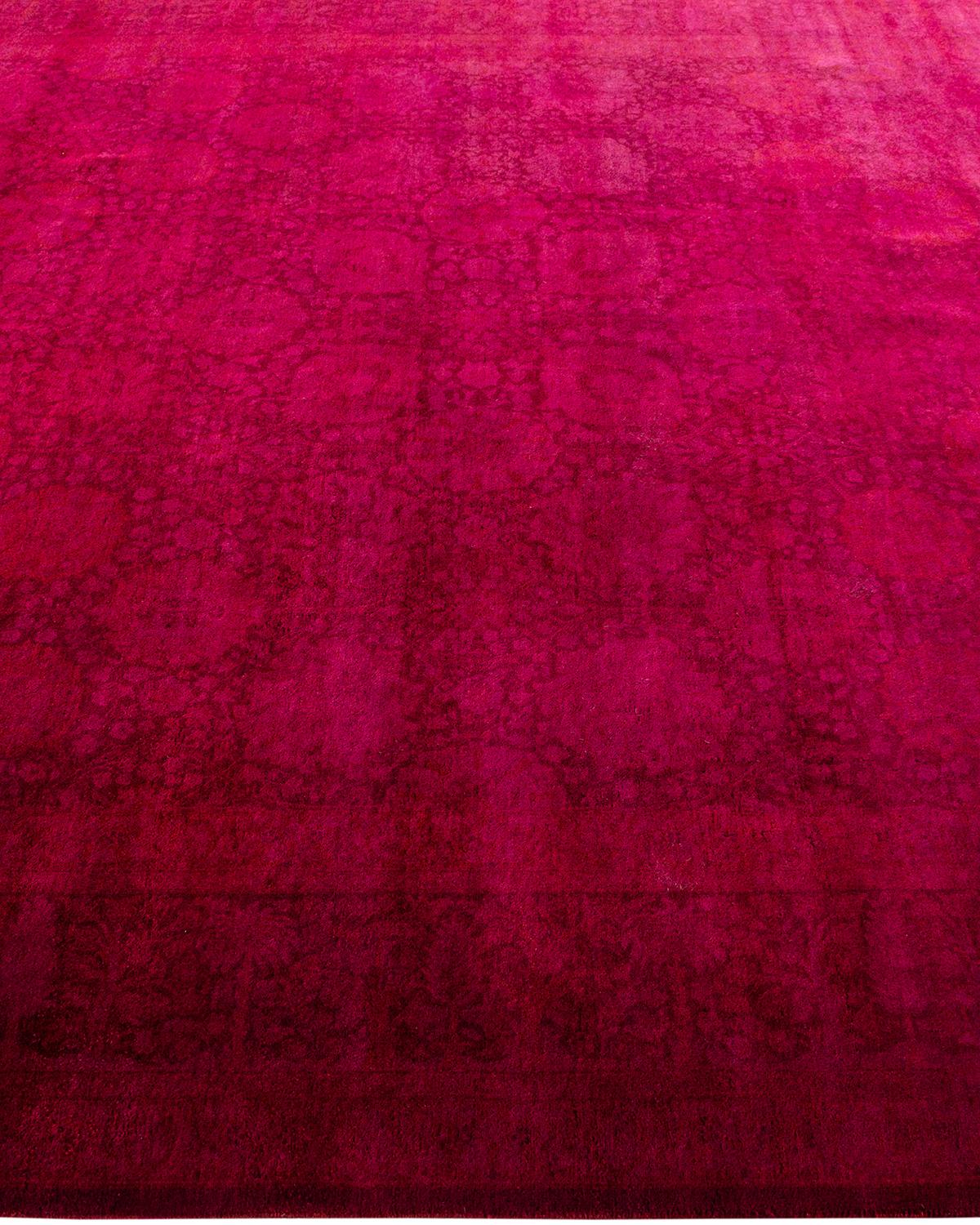 Contemporary Overdyed Hand Knotted Wool Burgundy Area Rug In New Condition For Sale In Norwalk, CT