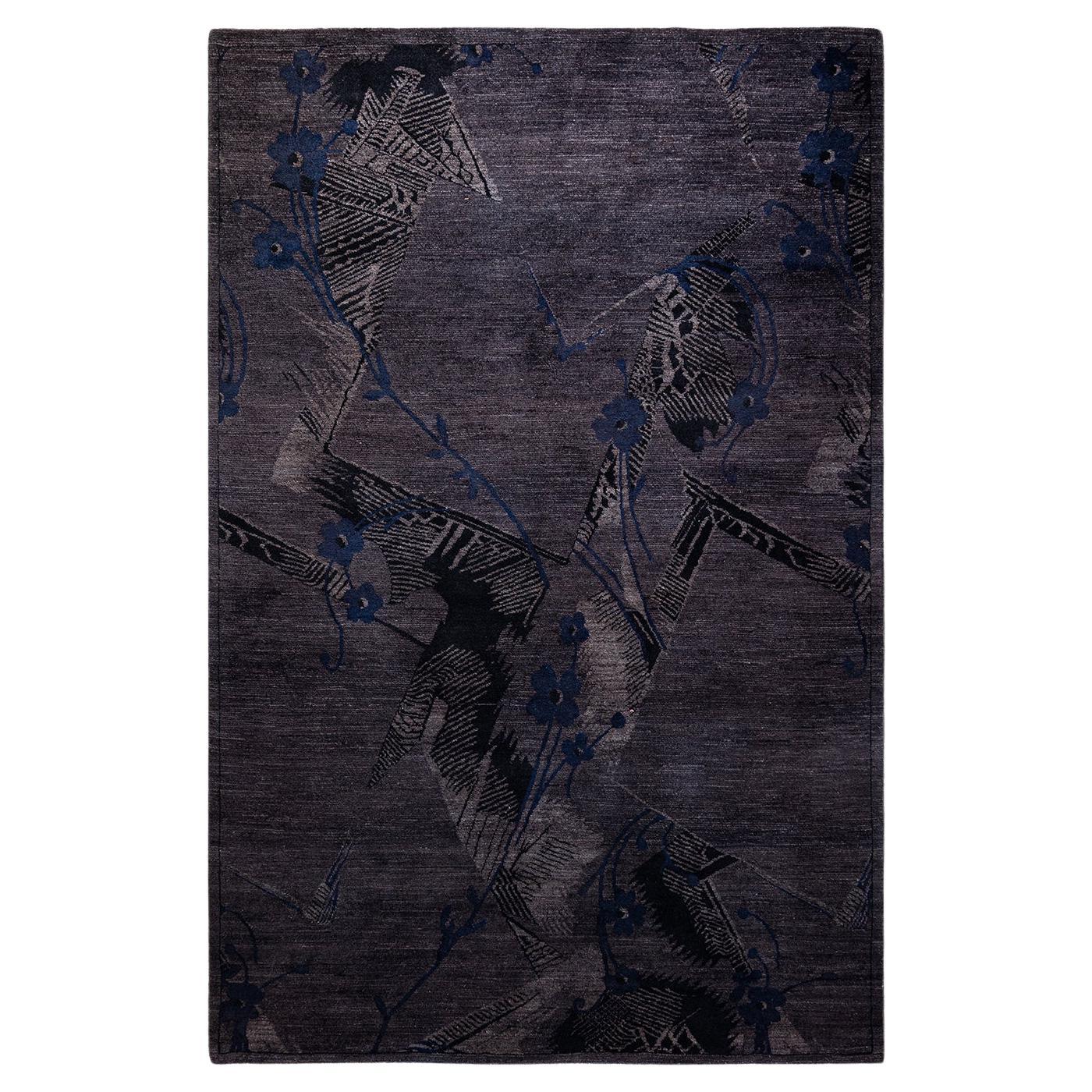 Contemporary Overdyed Hand Knotted Wool Charcoal Area Rug For Sale