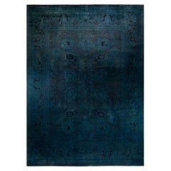 Contemporary Overdyed Hand Knotted Wool Charcoal Area Rug