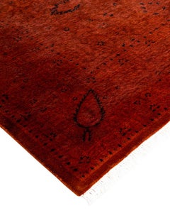 Contemporary Overdyed Hand Knotted Wool Gold Area Rug 4' 1" x 6' 1"
