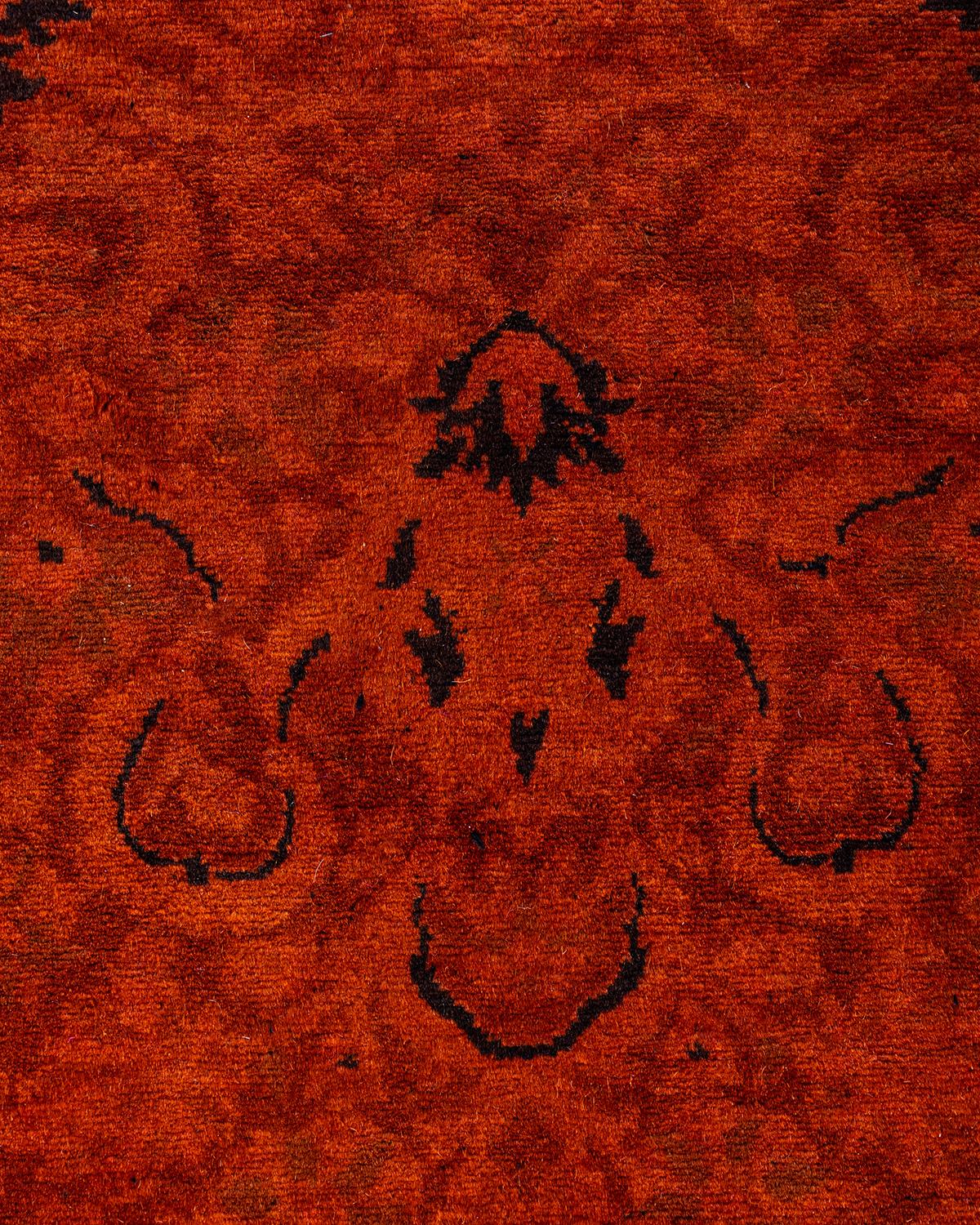 Contemporary Overdyed Hand Knotted Wool Gold Area Rug 4' 1
