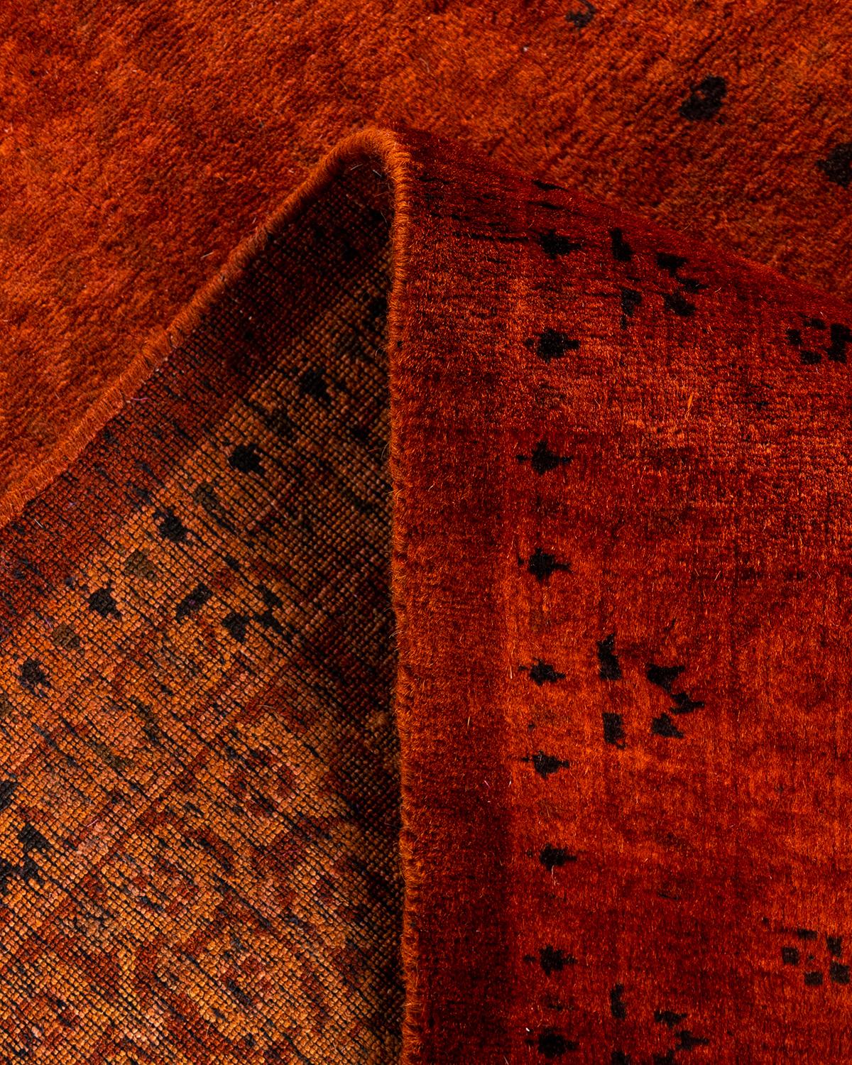 Contemporary Overdyed Hand Knotted Wool Gold Area Rug 4' 1
