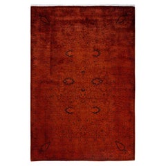 Contemporary Overdyed Hand Knotted Wool Gold Area Rug 4' 1" x 6' 1"