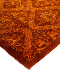 Zeitgenössische Overdyed handgeknüpfte Wolle Gold Bereich Teppich 5' 10" x 6' 0"